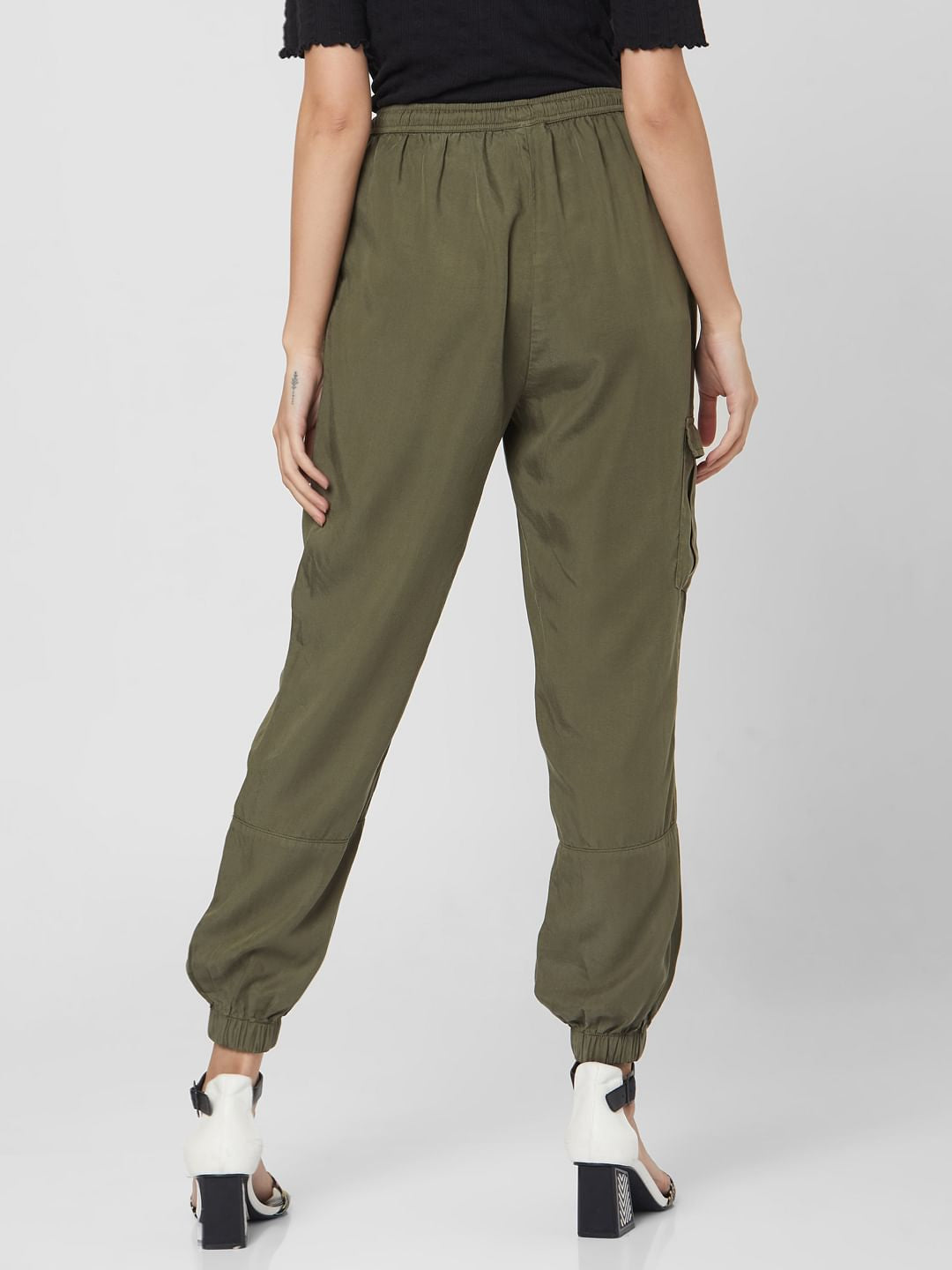 Green Mid Rise Pants