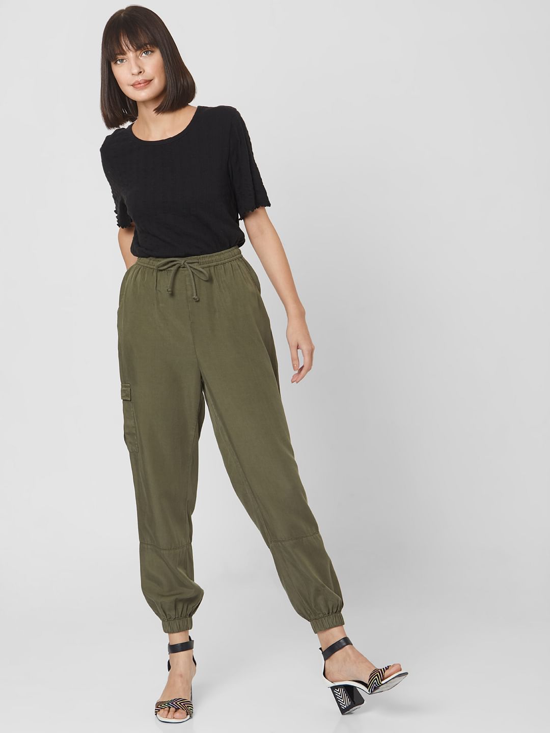 Green Mid Rise Pants