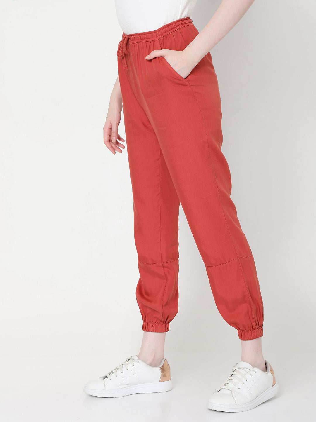 Red Mid Rise Joggers