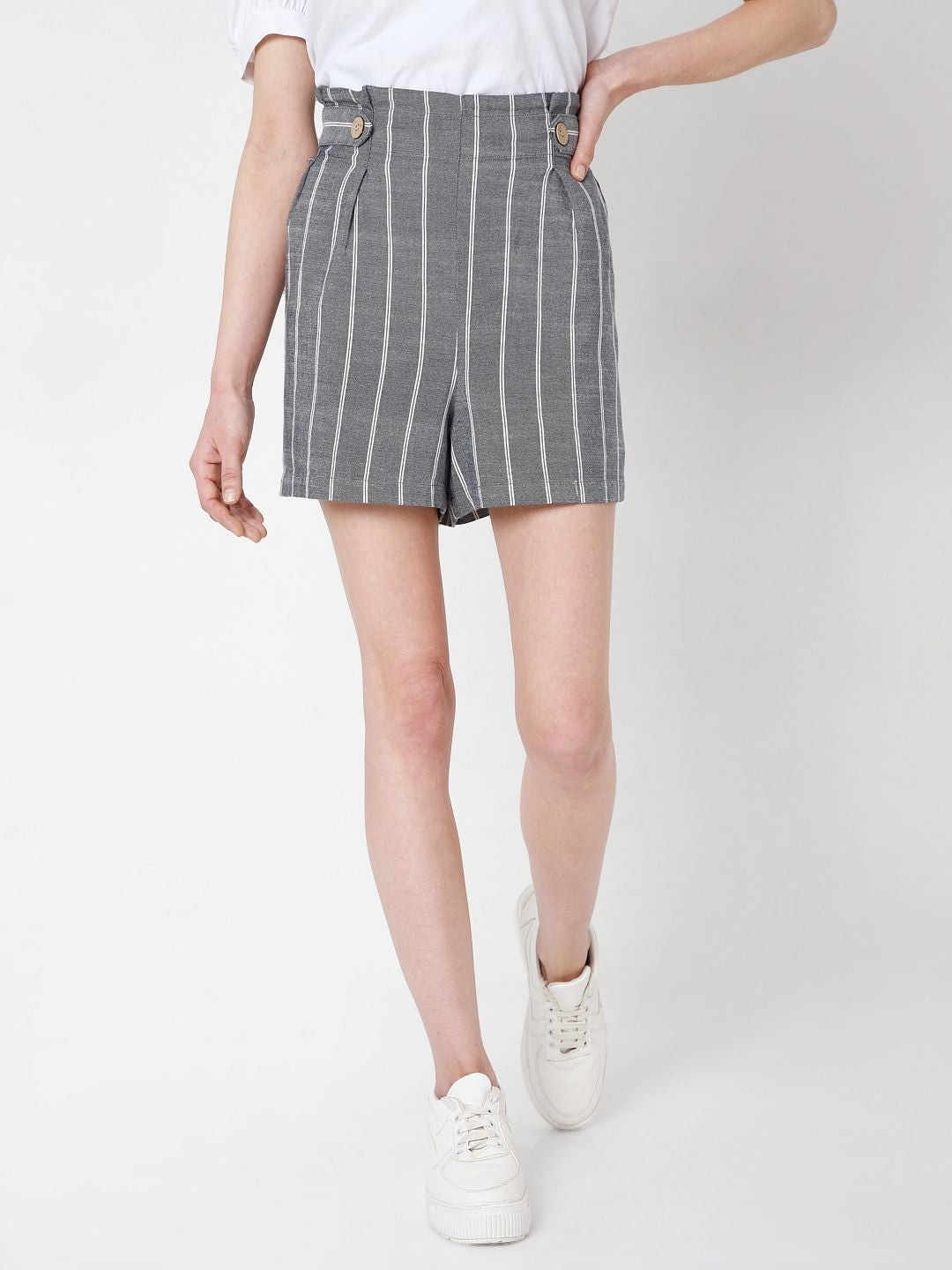 Blue Striped Co-Ord Set Shorts