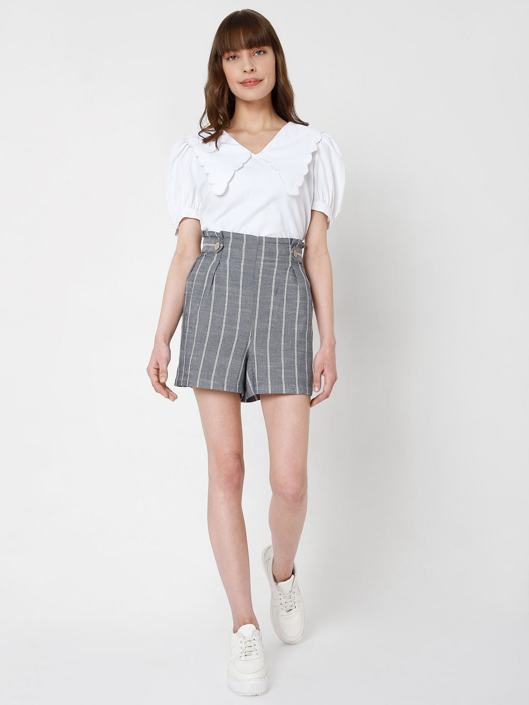 Blue Striped Co-Ord Set Shorts
