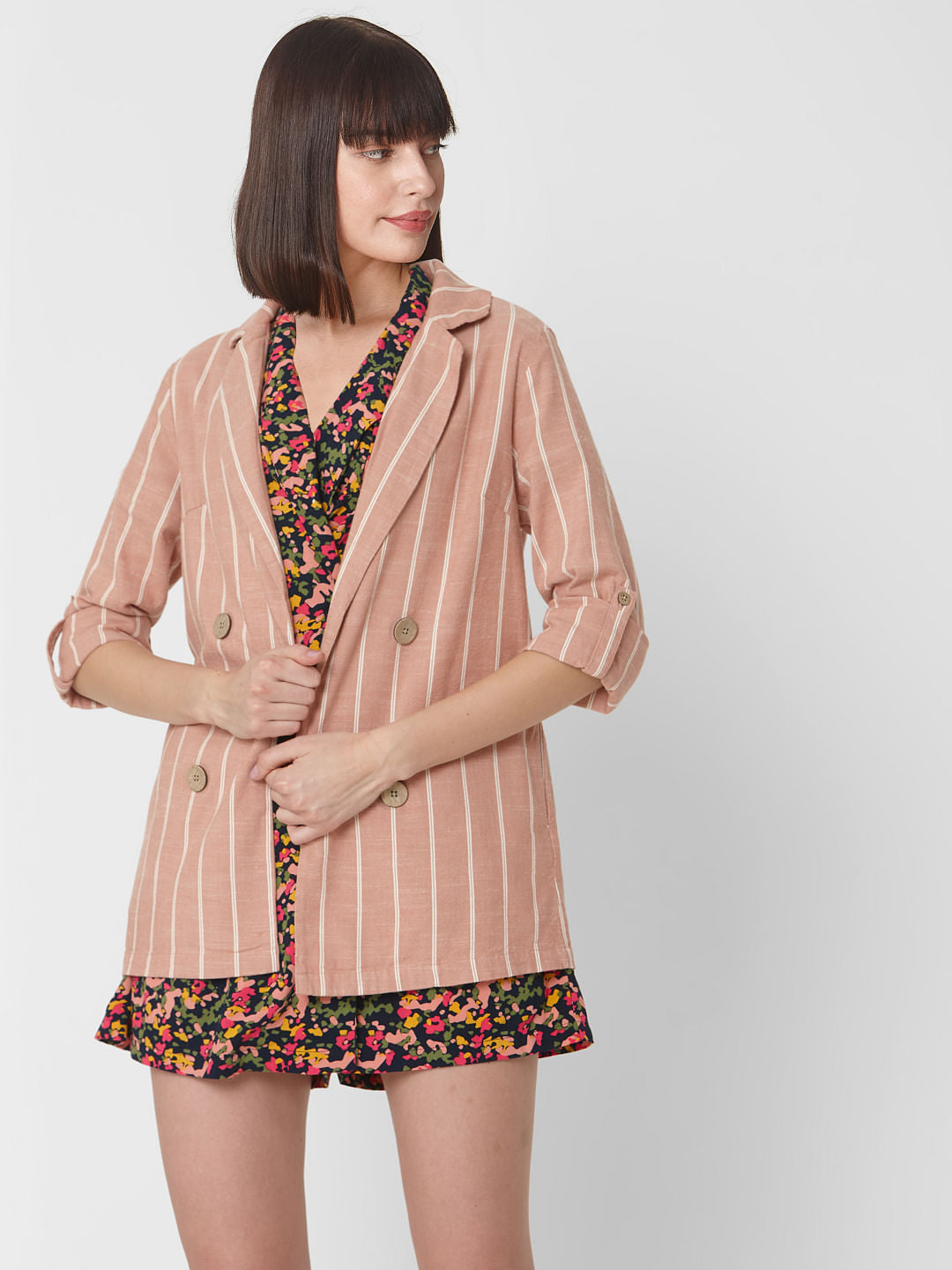 Pink Striped Co-Ord Set Blazer