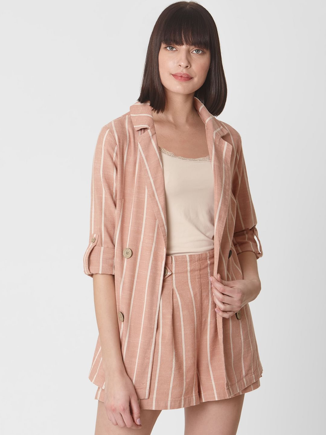 Pink Striped Co-Ord Set Blazer