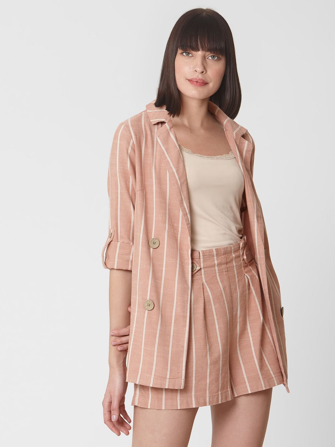 Pink Striped Co-Ord Set Blazer