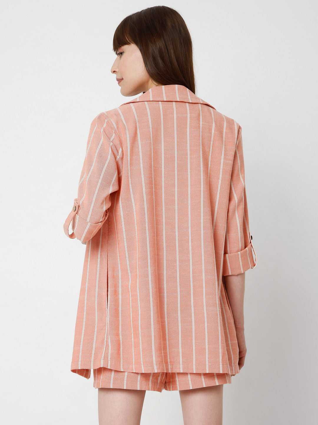 Peach Striped Co-Ord Set Blazer