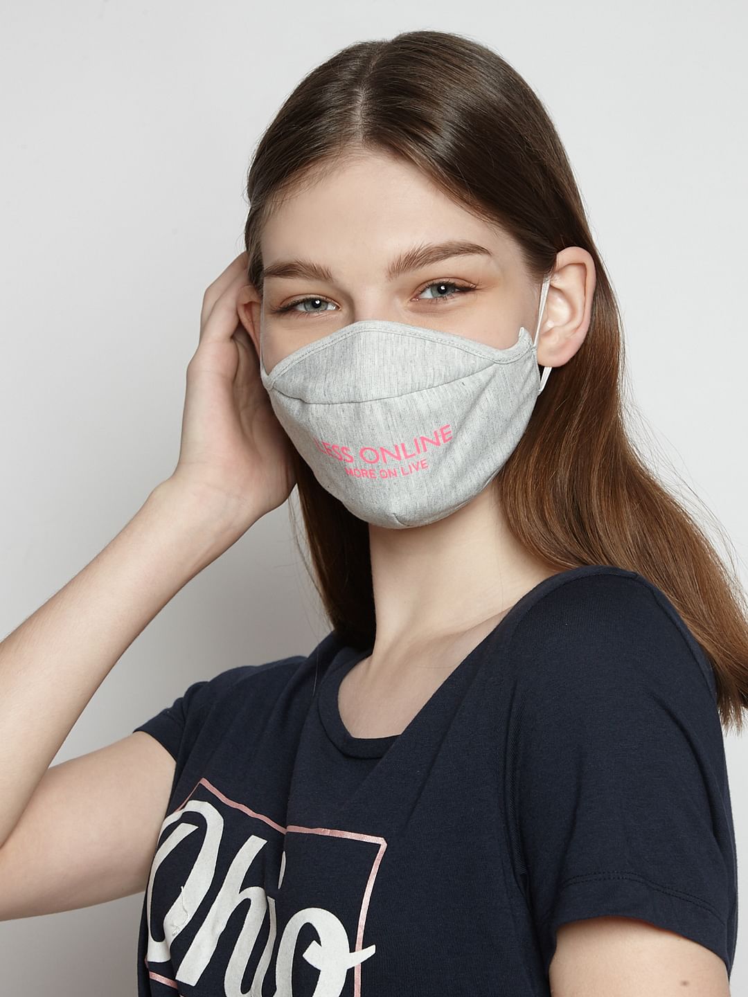 Pack Of 2 Quote Print Knit 3Ply Anti-Bacterial Mask