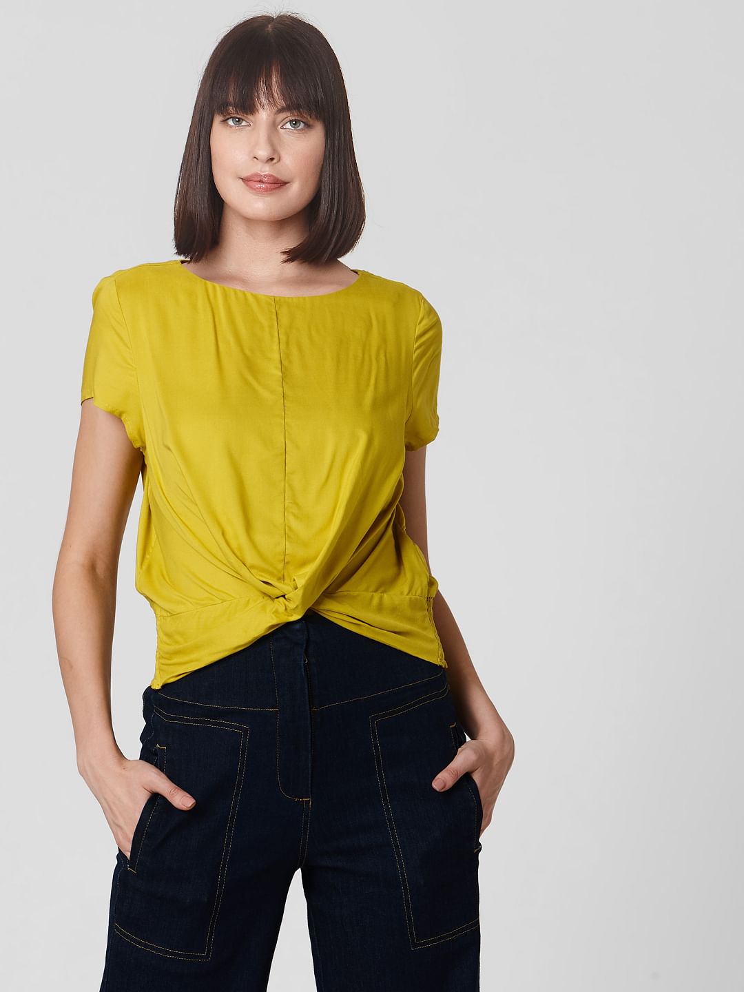 Mustard Front Twist Top
