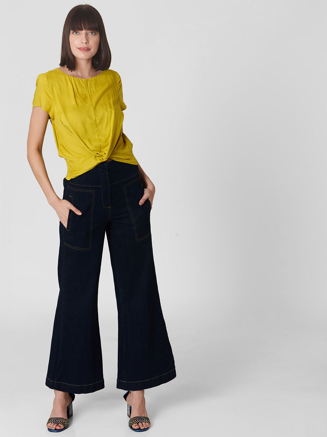 Mustard Front Twist Top