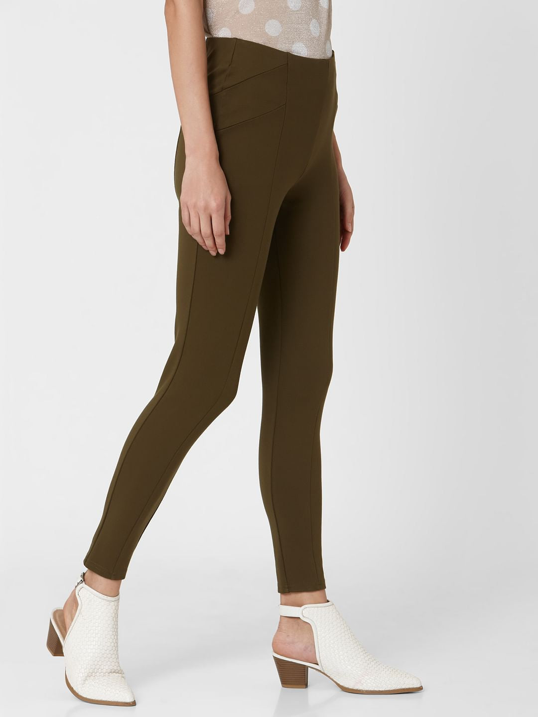 Dark Green High Rise Skinny Fit Leggings