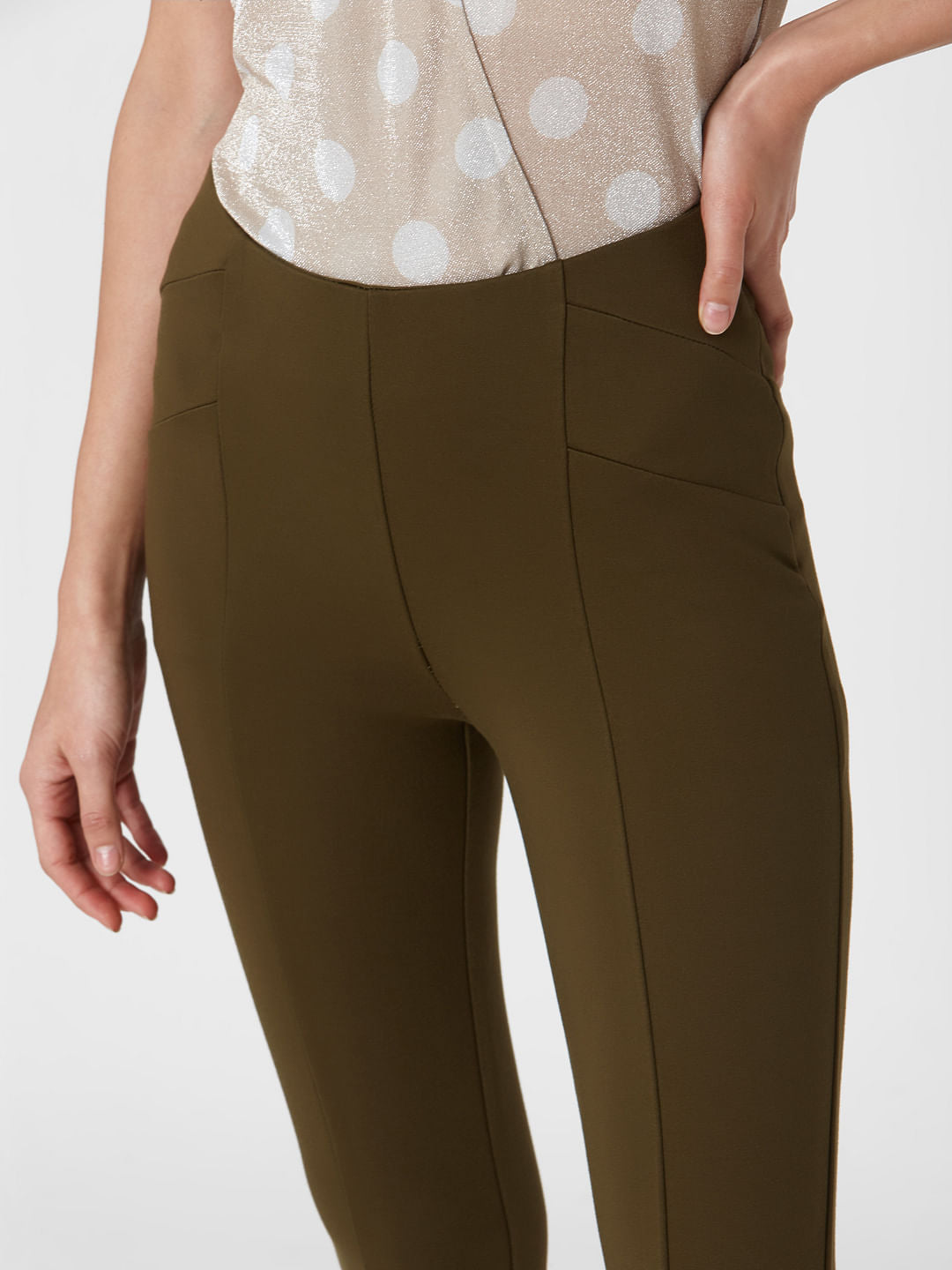 Dark Green High Rise Skinny Fit Leggings