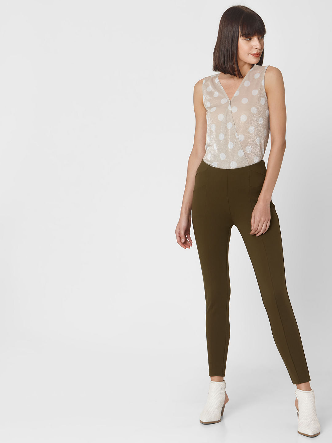 Dark Green High Rise Skinny Fit Leggings