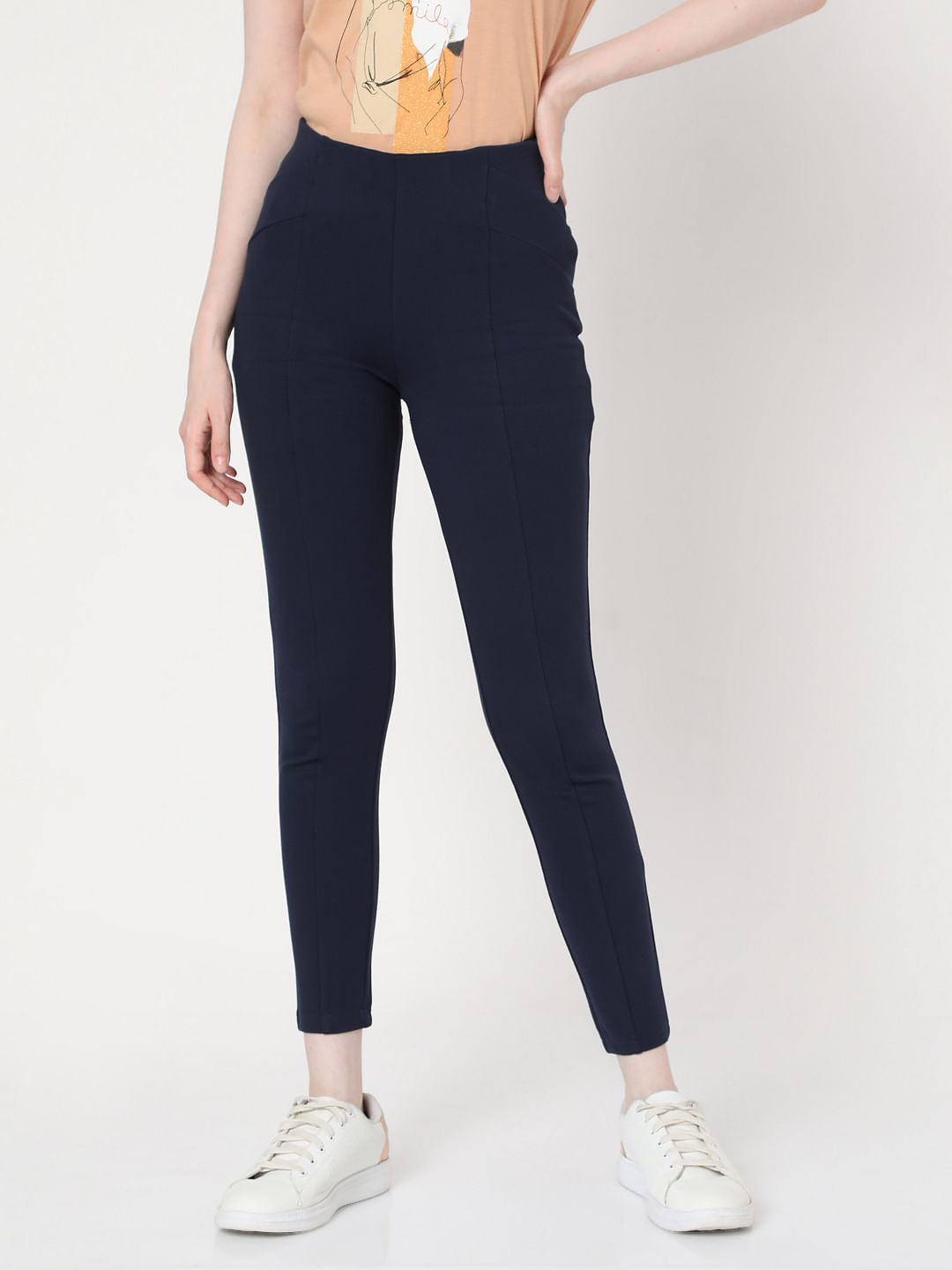 Navy Blue High Rise Leggings