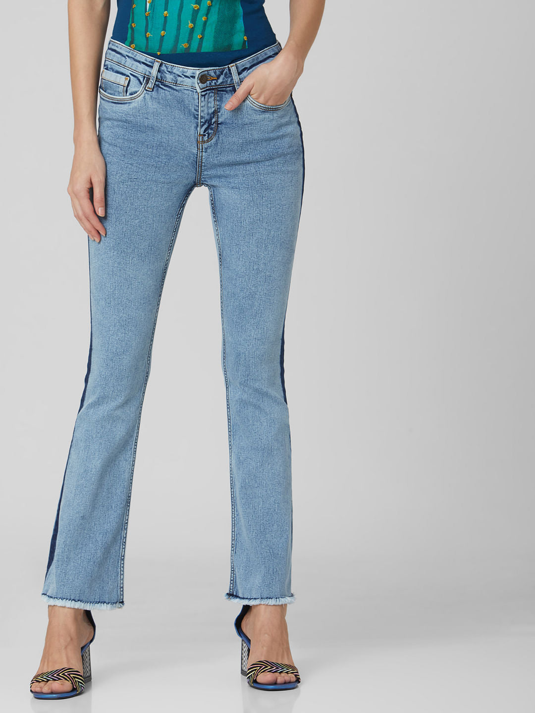 Blue Mid Rise Bootcut Jeans
