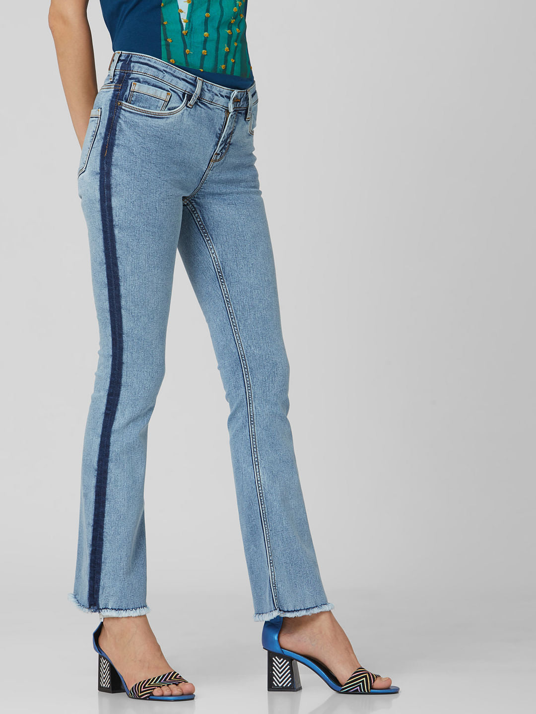 Blue Mid Rise Bootcut Jeans