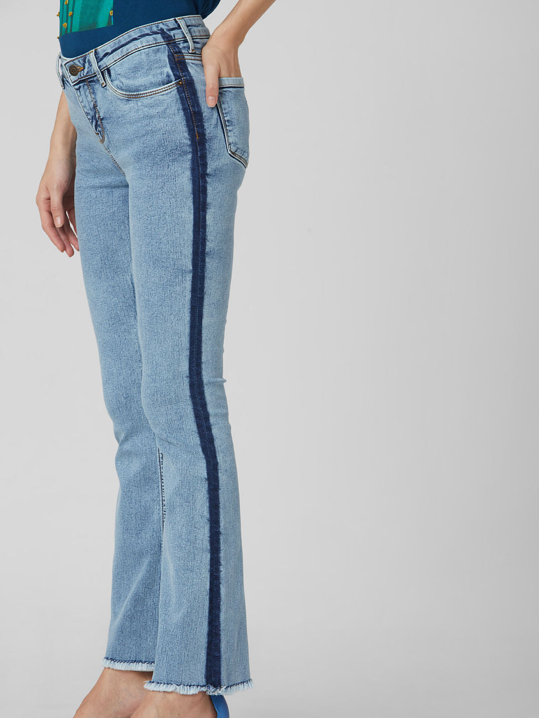 Blue Mid Rise Bootcut Jeans