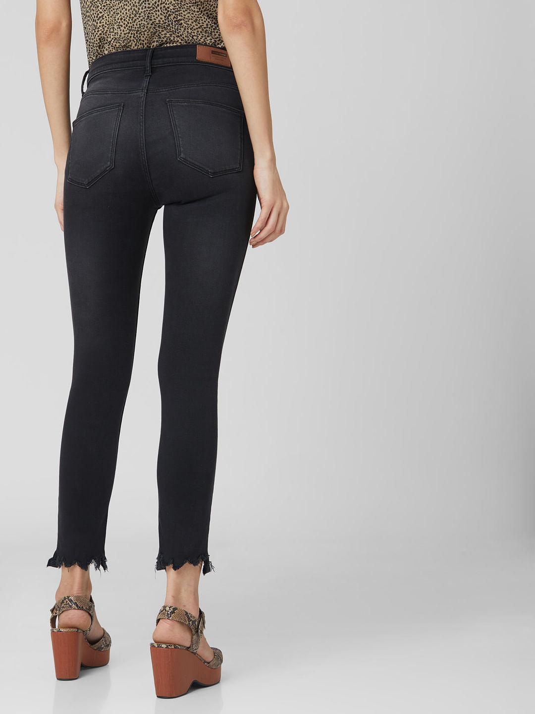 Black Mid Rise Ripped Skinny Jeans