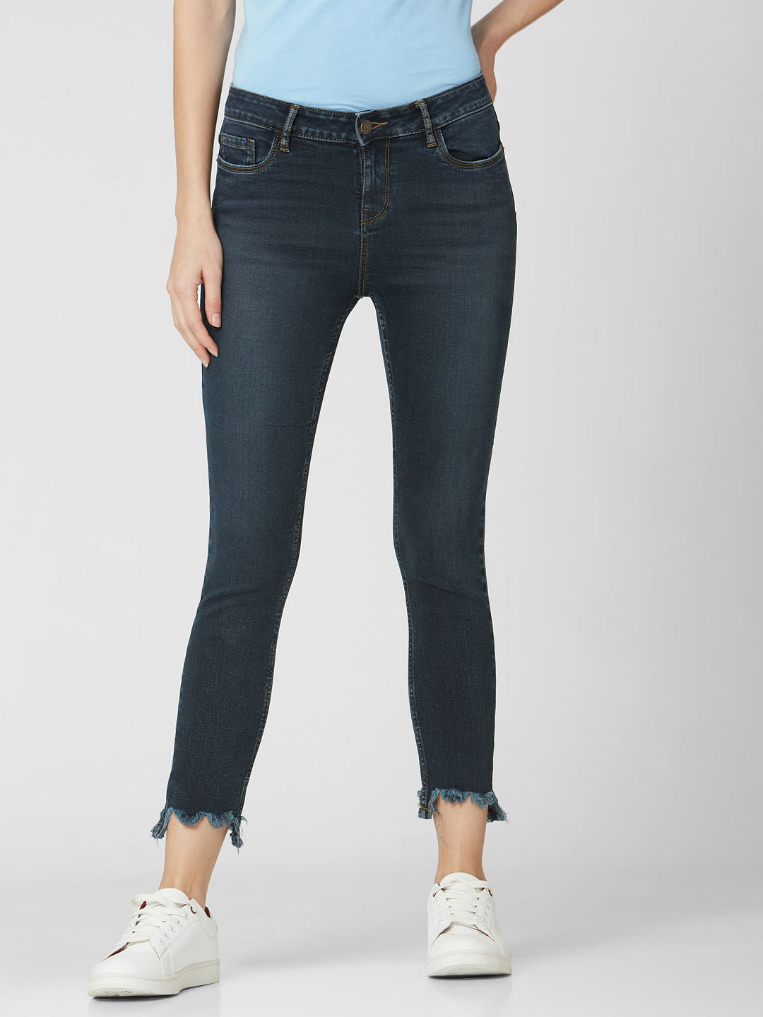 Blue Mid Rise Skinny Jeans