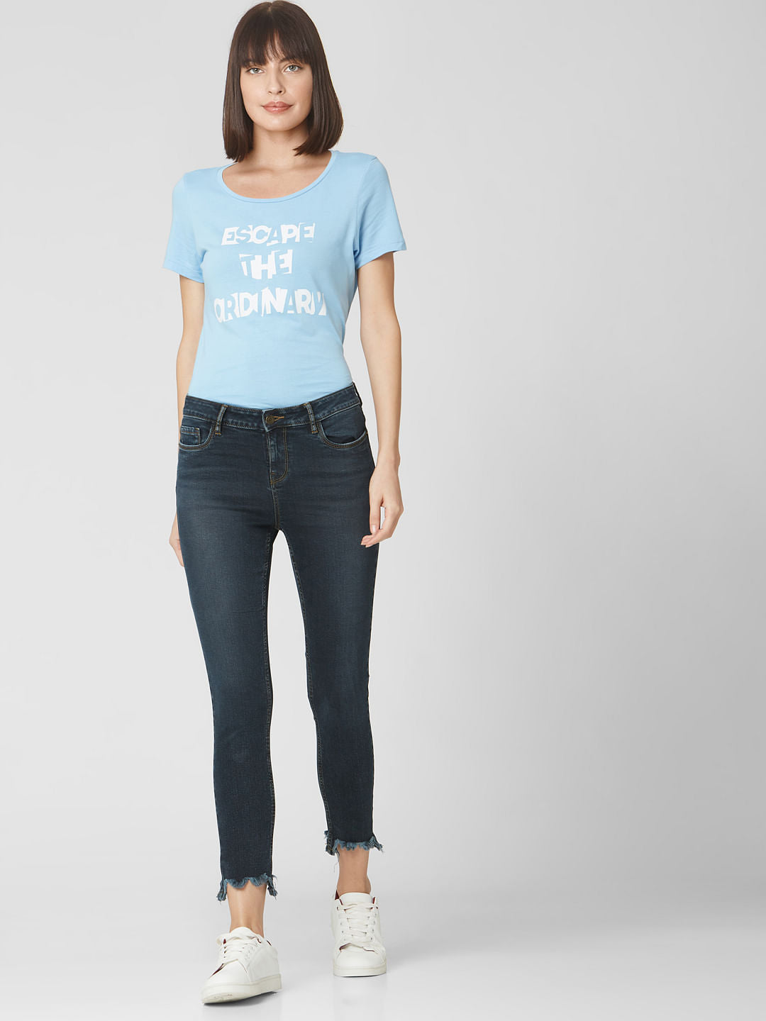 Blue Mid Rise Skinny Jeans