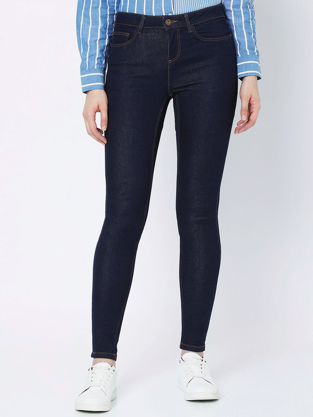 Dark Blue Mid Rise Wendy Skinny Jeans