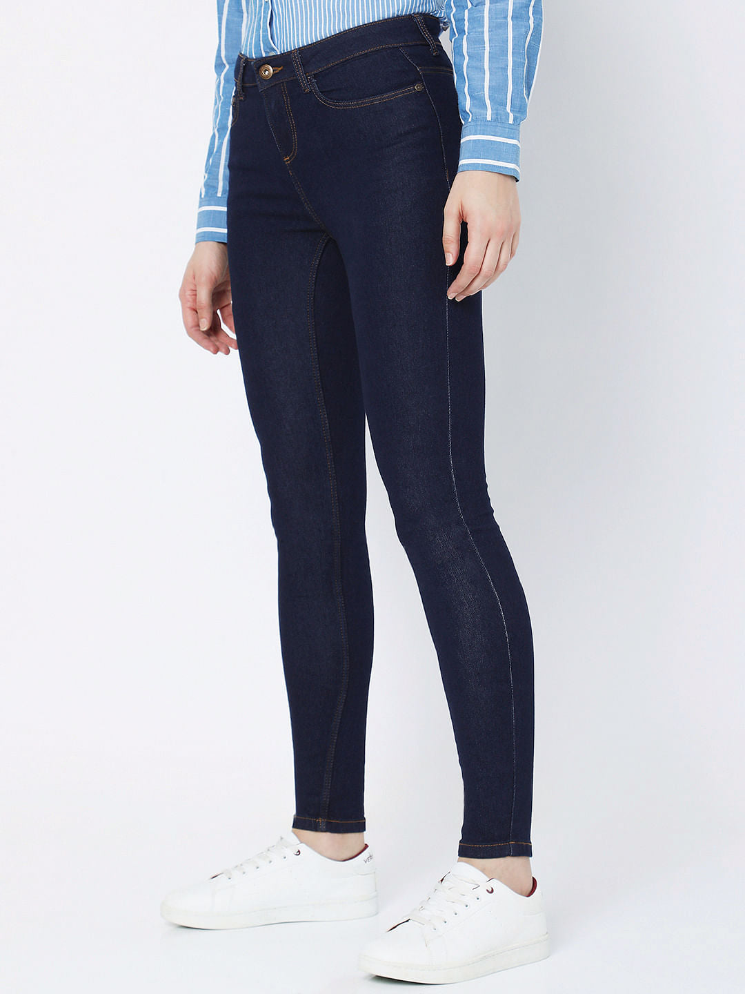 Dark Blue Mid Rise Wendy Skinny Jeans