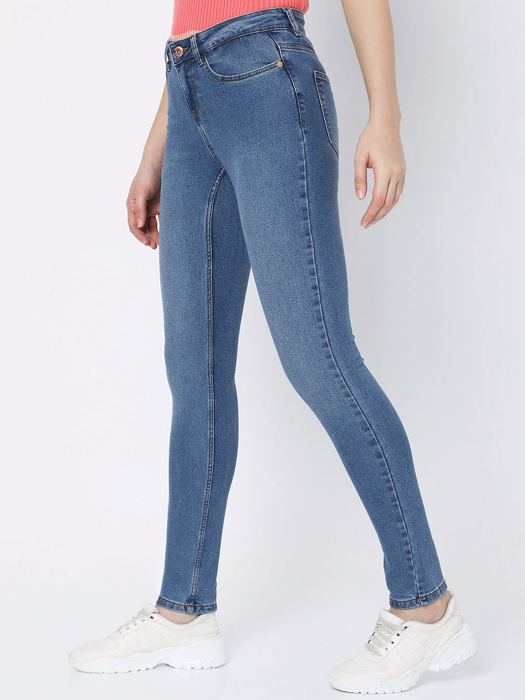 Blue Mid Rise Wendy Skinny Jeans