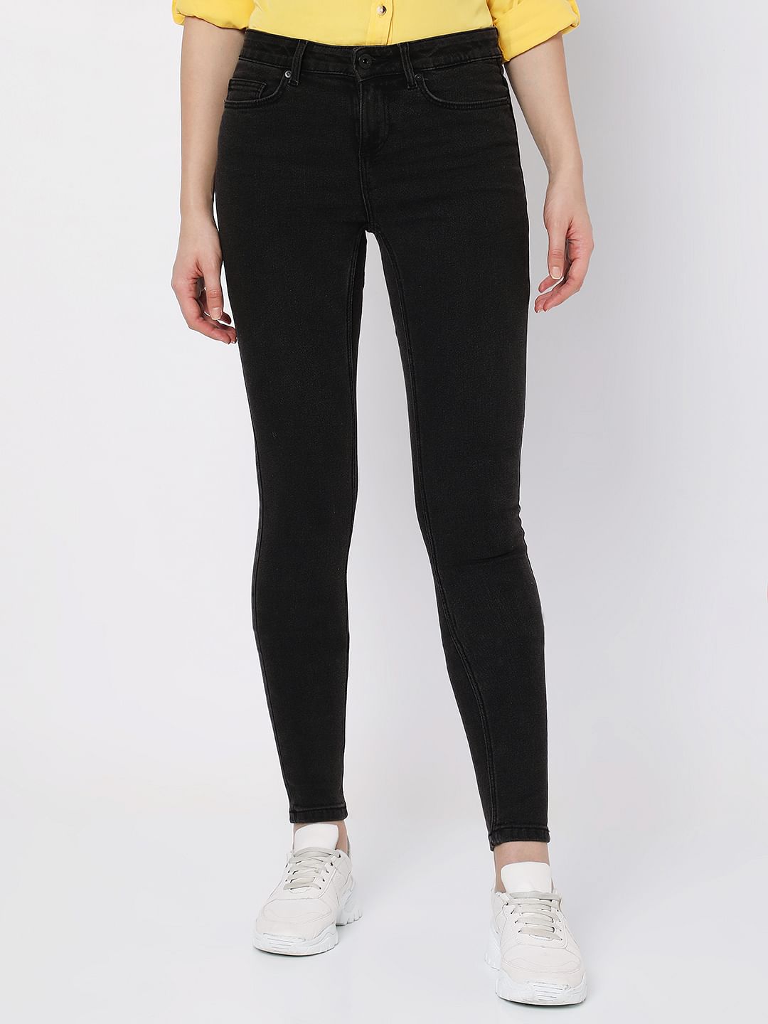 Charcoal Grey Mid Rise Wendy Skinny Jeans