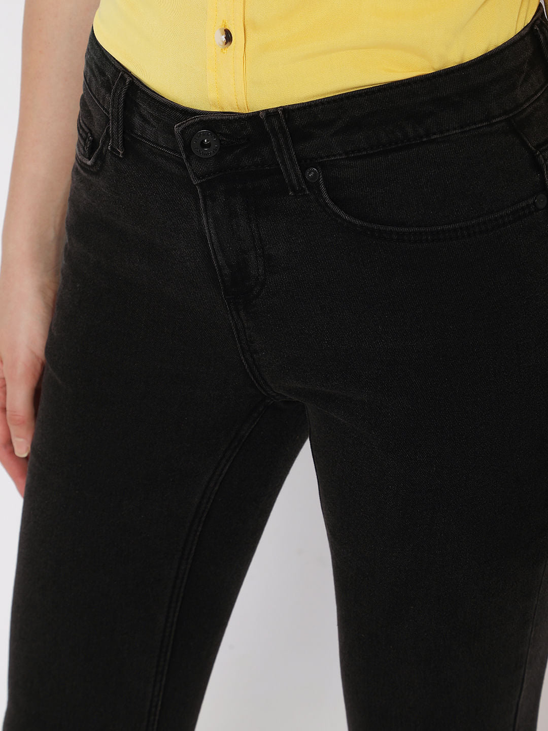 Charcoal Grey Mid Rise Wendy Skinny Jeans
