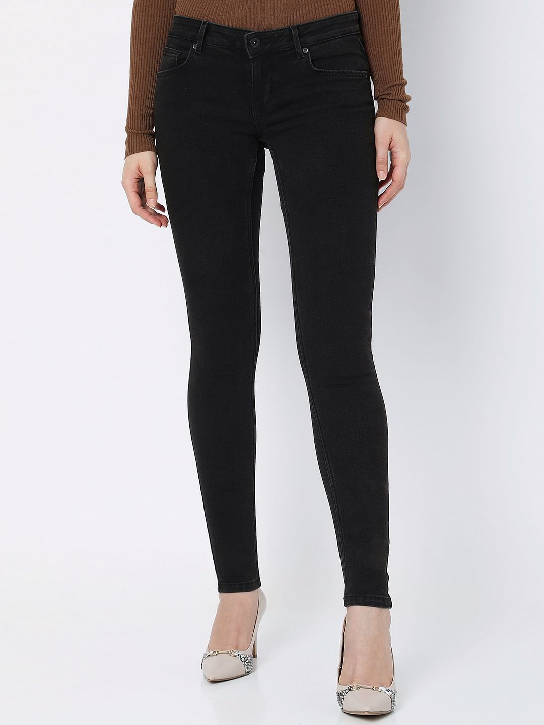 Dark Grey Low Rise Wendy Skinny Jeans