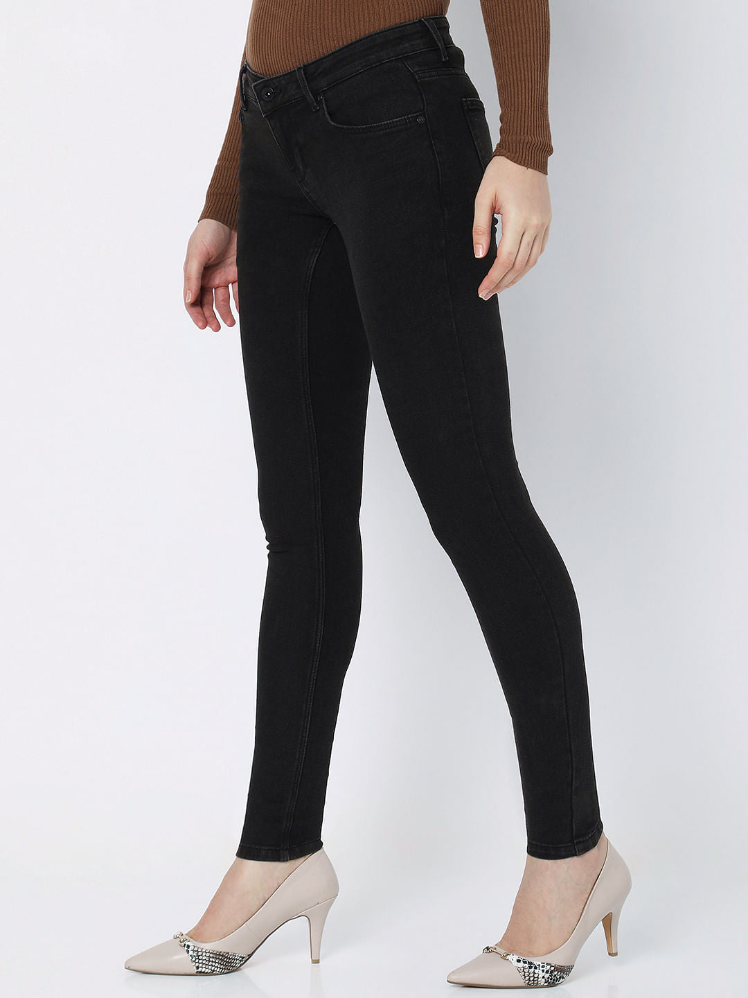 Dark Grey Low Rise Wendy Skinny Jeans