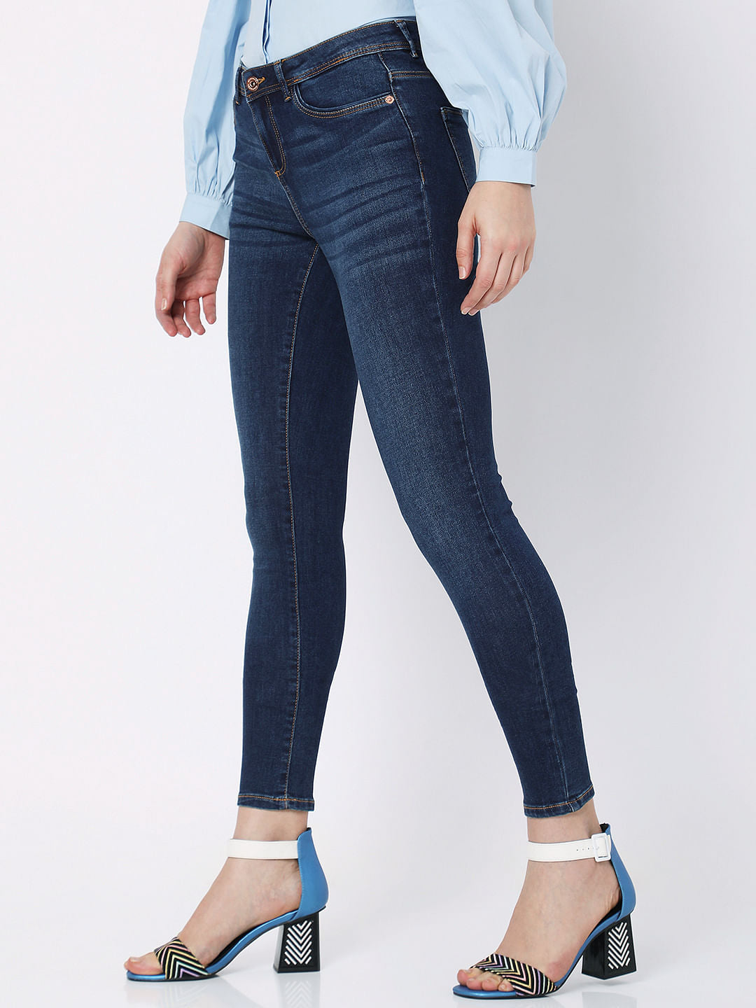 Dark Blue Mid Rise Wendy Skinny Jeans