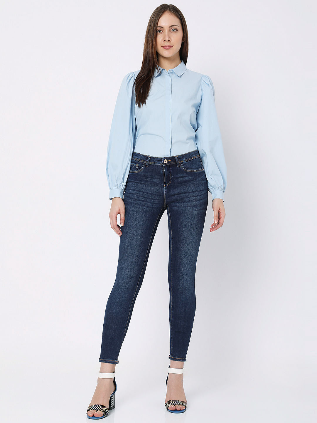 Dark Blue Mid Rise Wendy Skinny Jeans