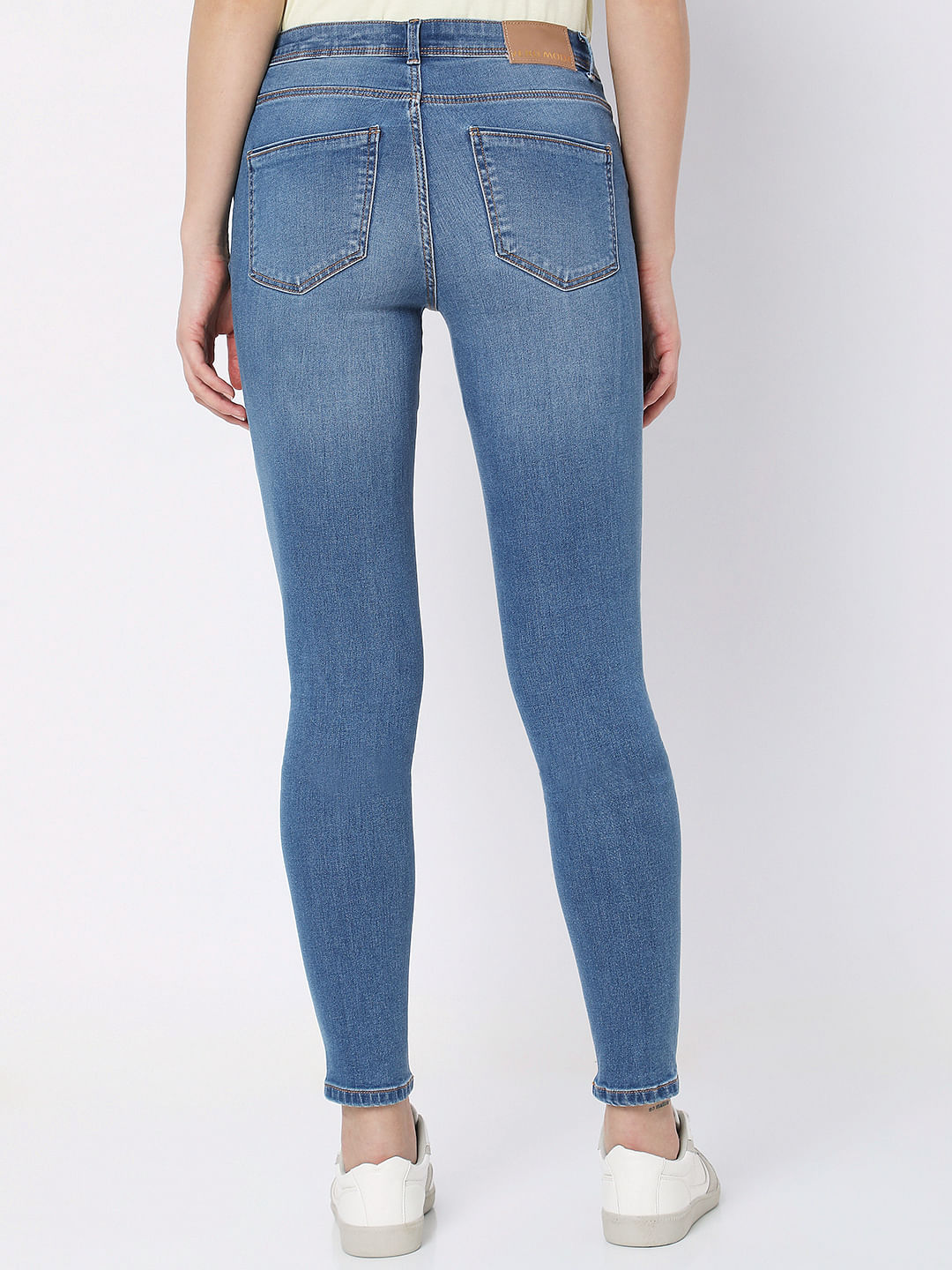 Blue Mid Rise Skinny Jeans