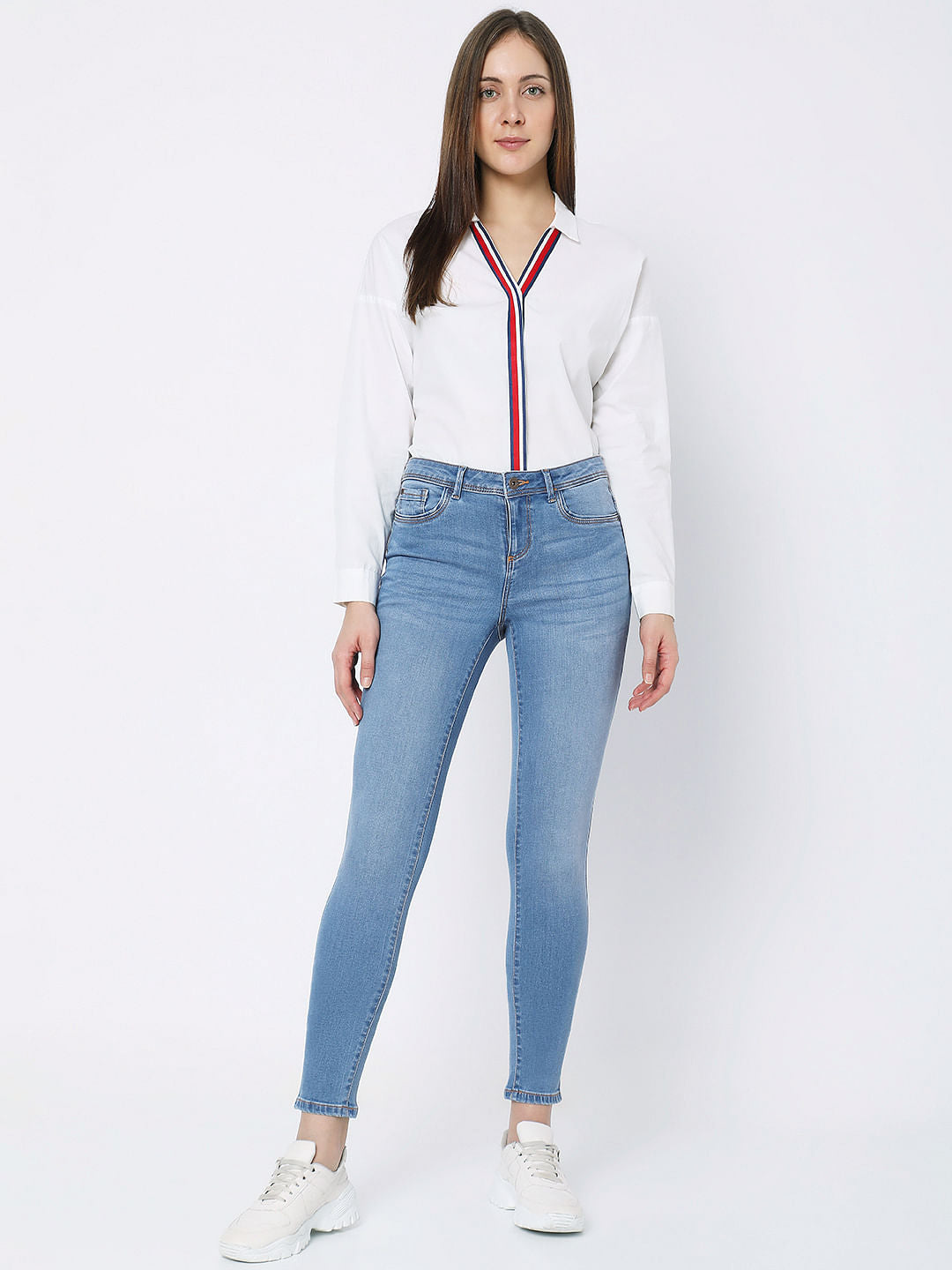Blue Mid Rise Wendy Skinny Jeans