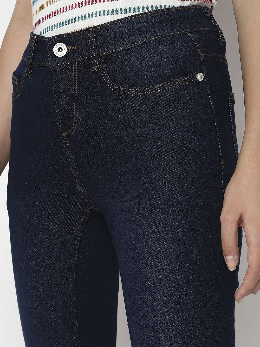 Dark Blue Mid Rise Wendy Skinny Fit Jeans