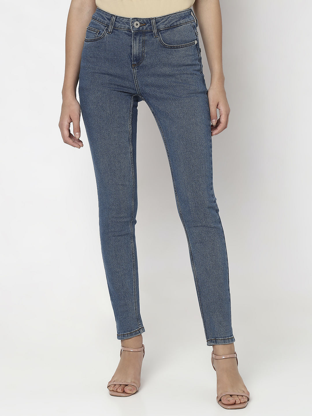 Blue Mid Rise Wendy Skinny Fit Jeans
