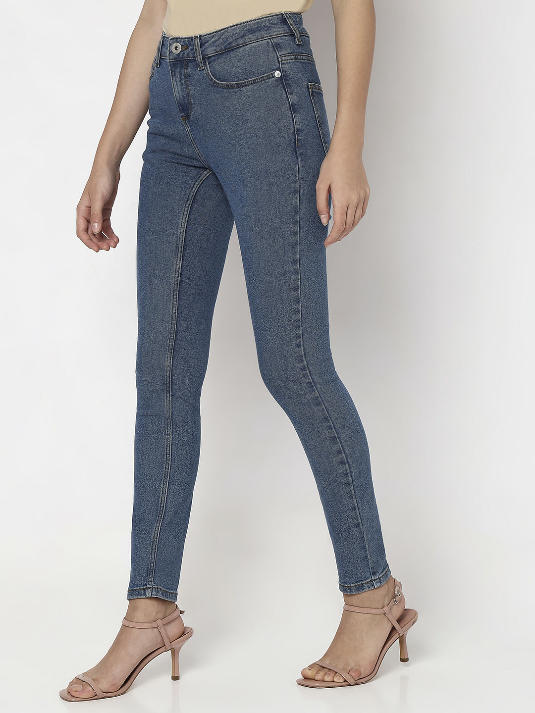 Blue Mid Rise Wendy Skinny Fit Jeans