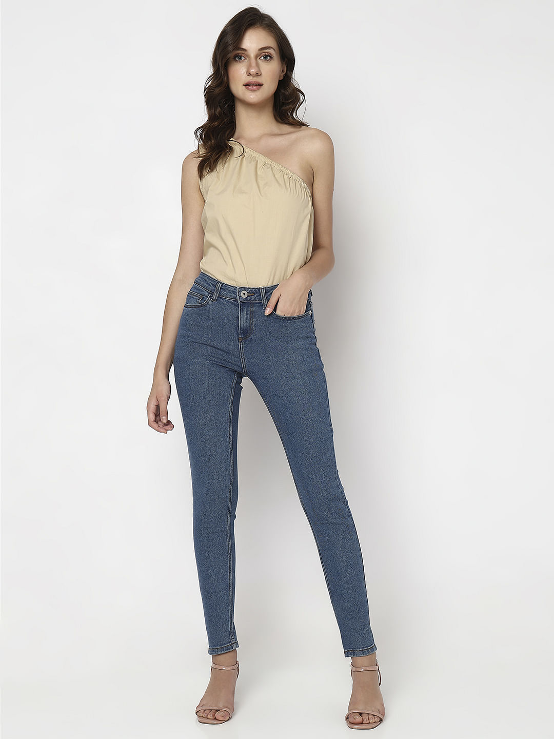 Blue Mid Rise Wendy Skinny Fit Jeans