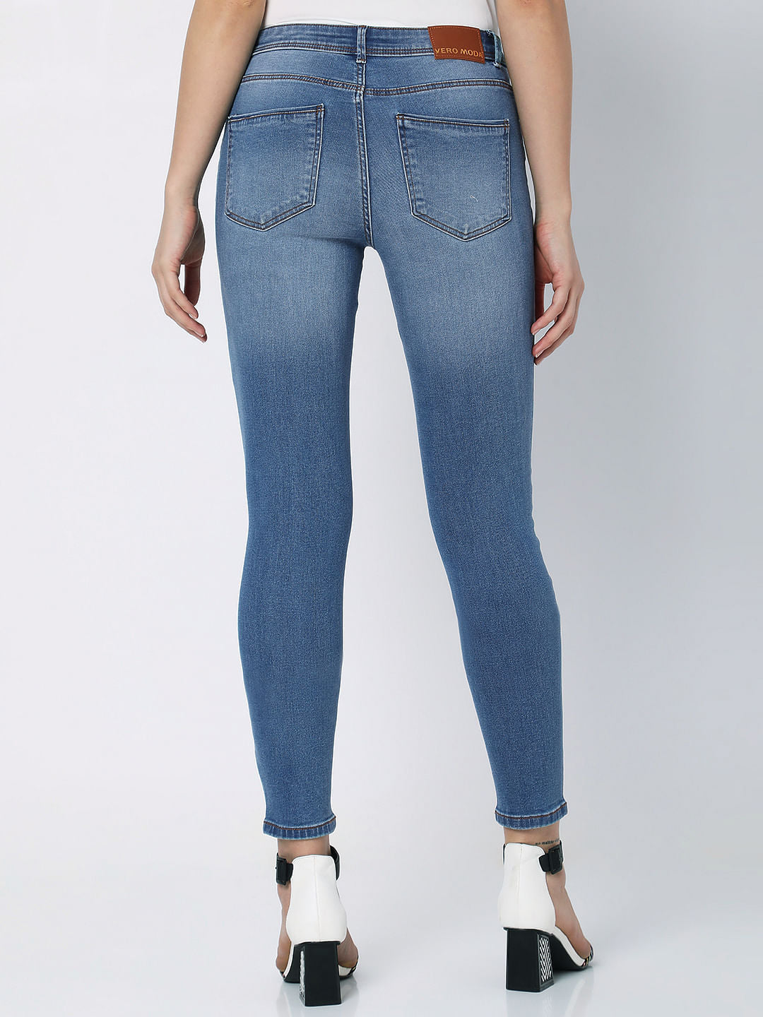 Blue Mid Rise Washed Wendy Skinny Jeans