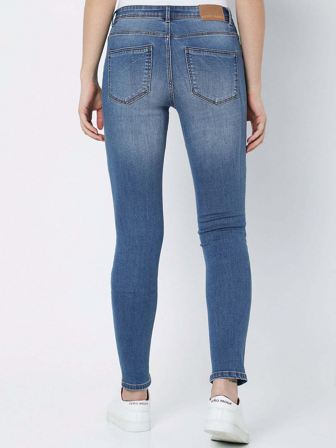 Blue Mid Rise Washed Wendy Skinny Jeans