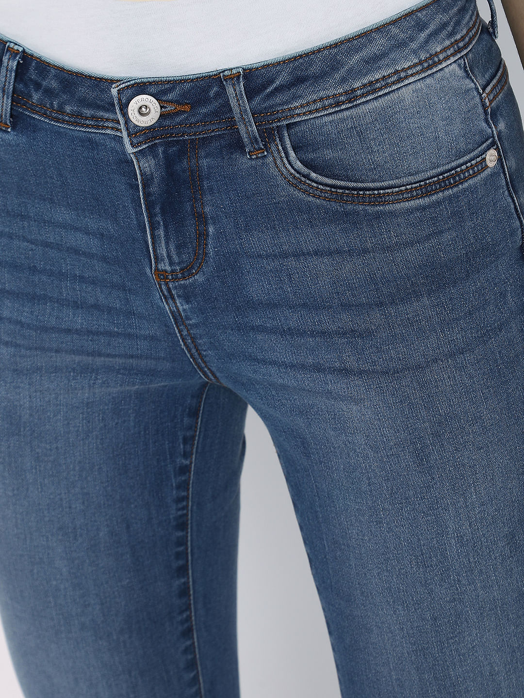 Blue Mid Rise Washed Wendy Skinny Jeans