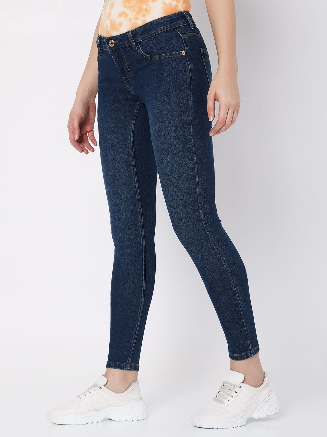 Dark Blue Low Rise Wendy Skinny Jeans