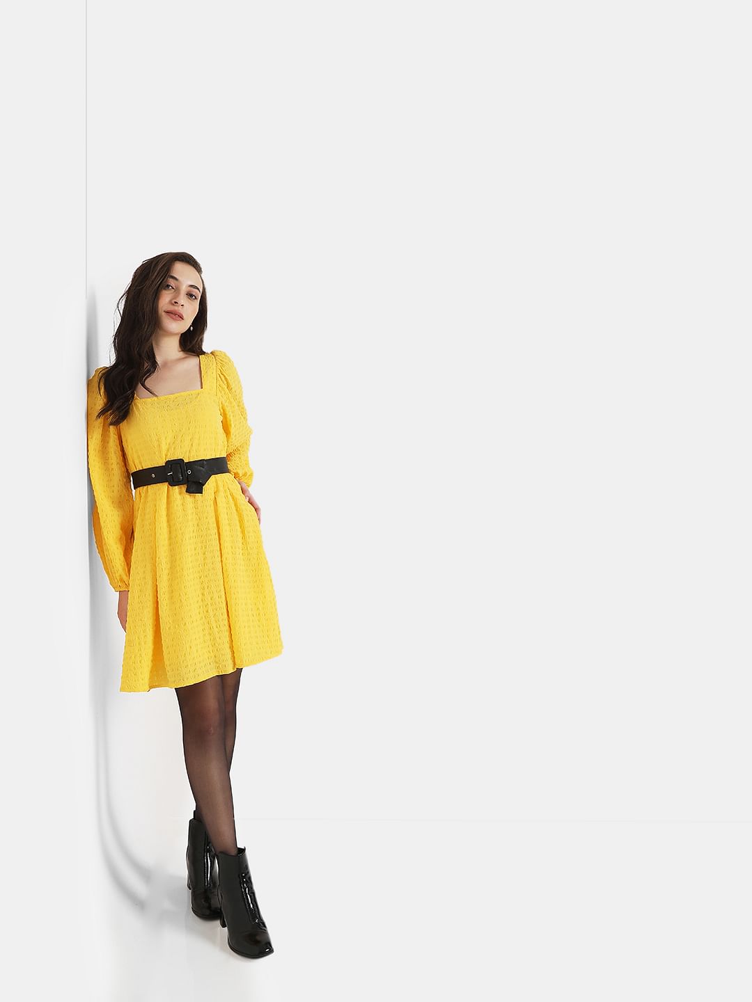 Yellow Fit & Flare Dress