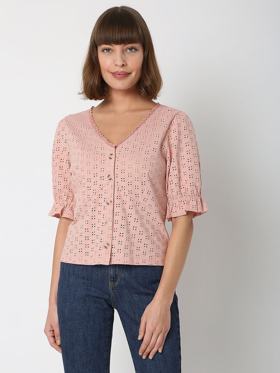Pink Schiffli Top