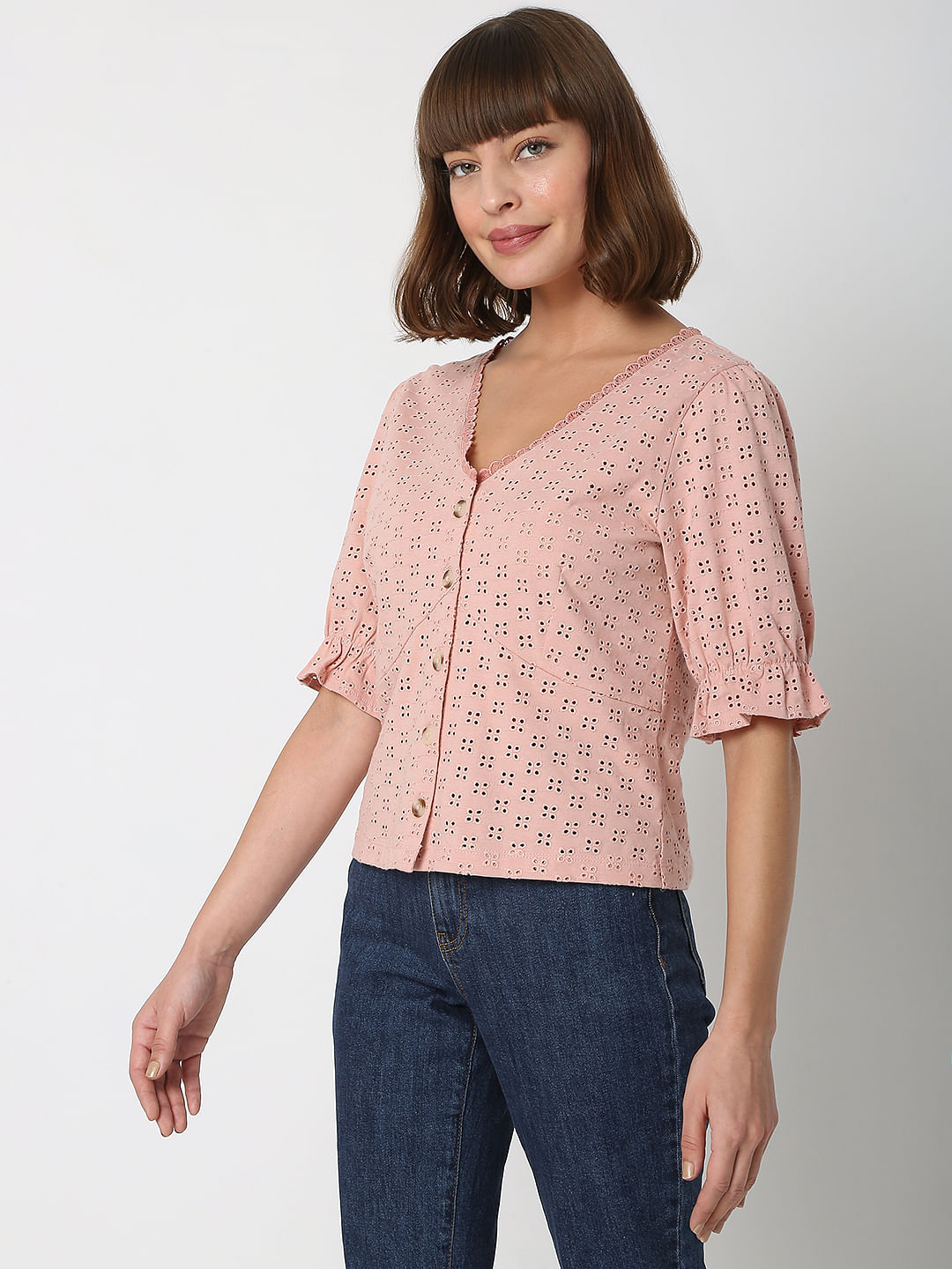 Pink Schiffli Top