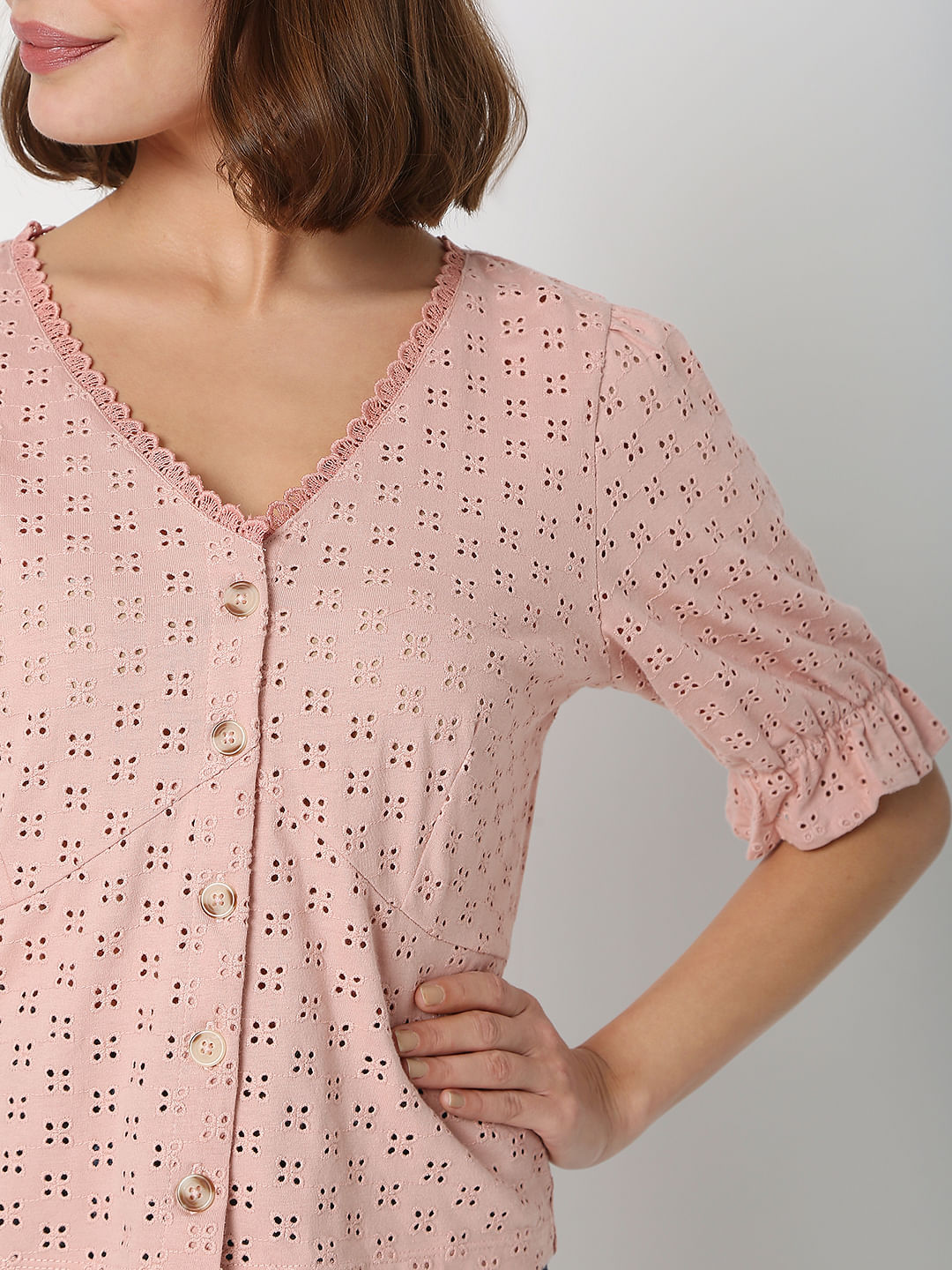 Pink Schiffli Top