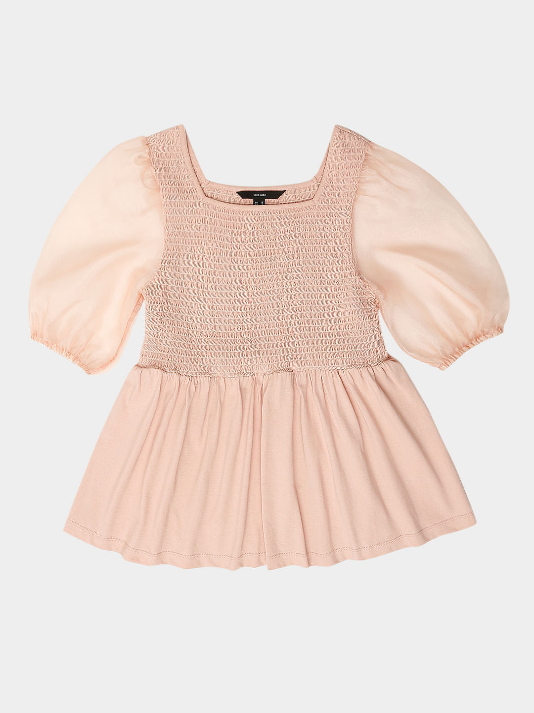 Pink Organza Sleeves Top