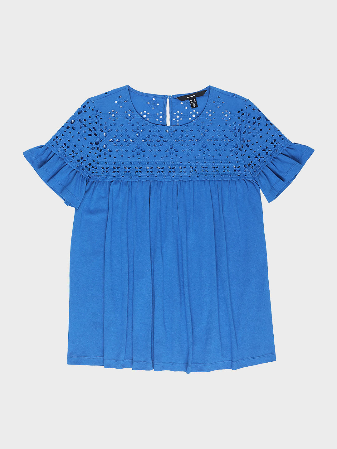 Blue Schiffli Embroidered Top