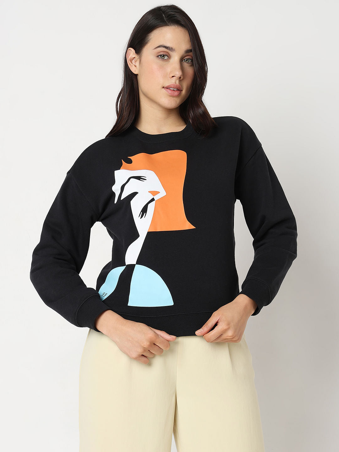 Black Graphic Printed Sweatshirt