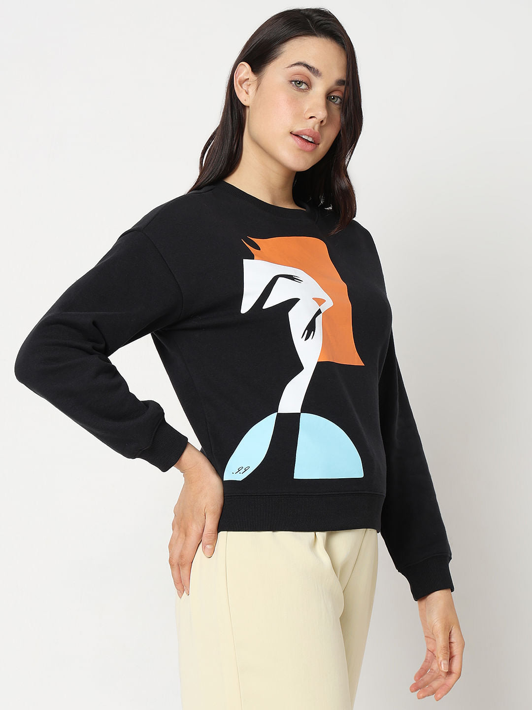 Black Graphic Printed Sweatshirt