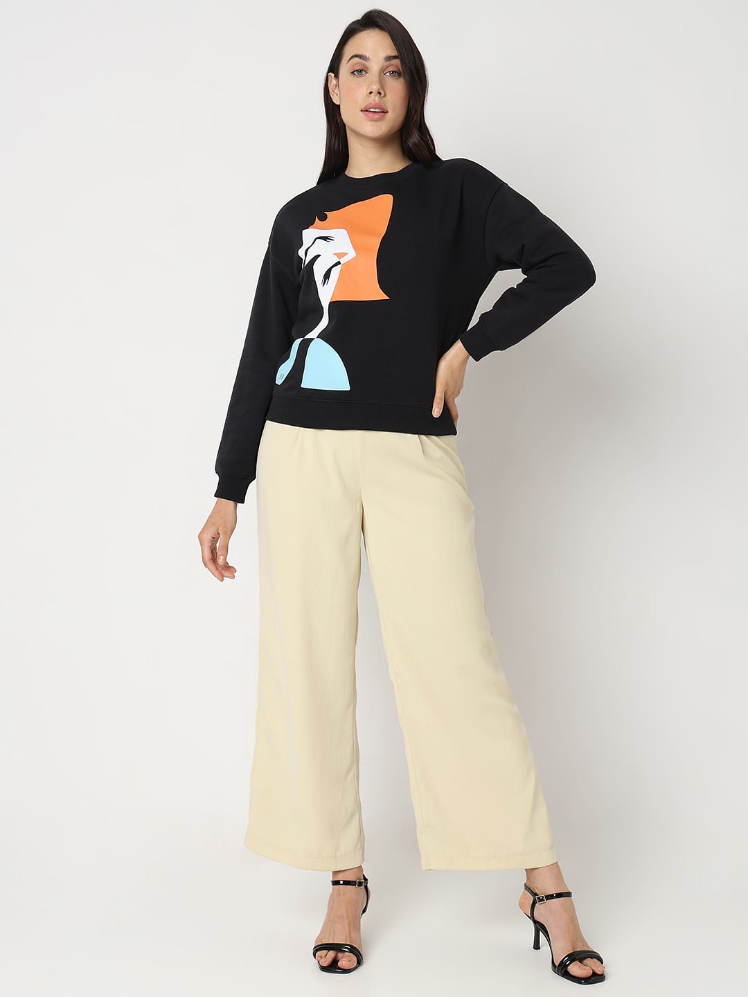 Black Graphic Printed Sweatshirt